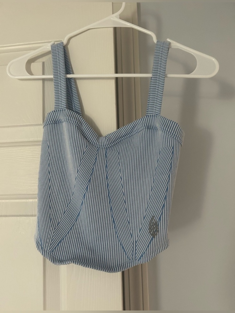 Blue Striped Sweetheart Neckline Women's Camisole